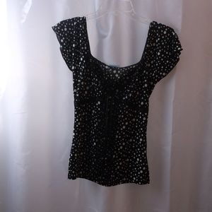 Biko USA Polka Dot Print With Decorative Lace